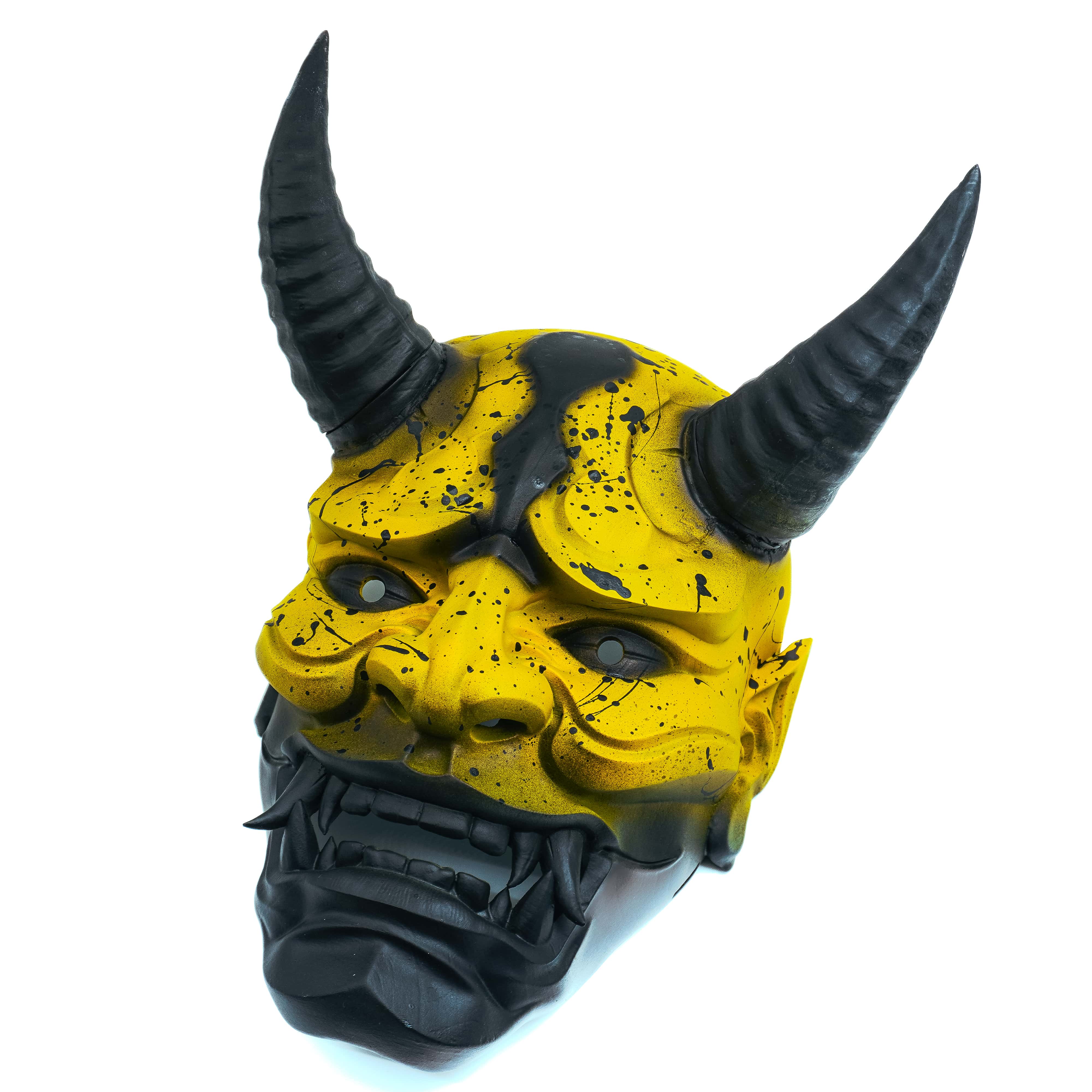 Yellow Demon Hannya Mask, Japanese Traditional Collectible Mask