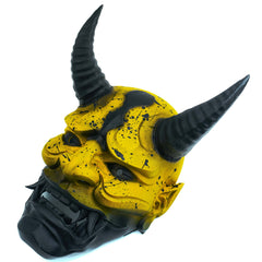 Yellow Demon Hannya Mask, Japanese Traditional Collectible Mask