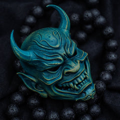 Aokiba Oni Japanese - Noh Mask Pendant Necklace