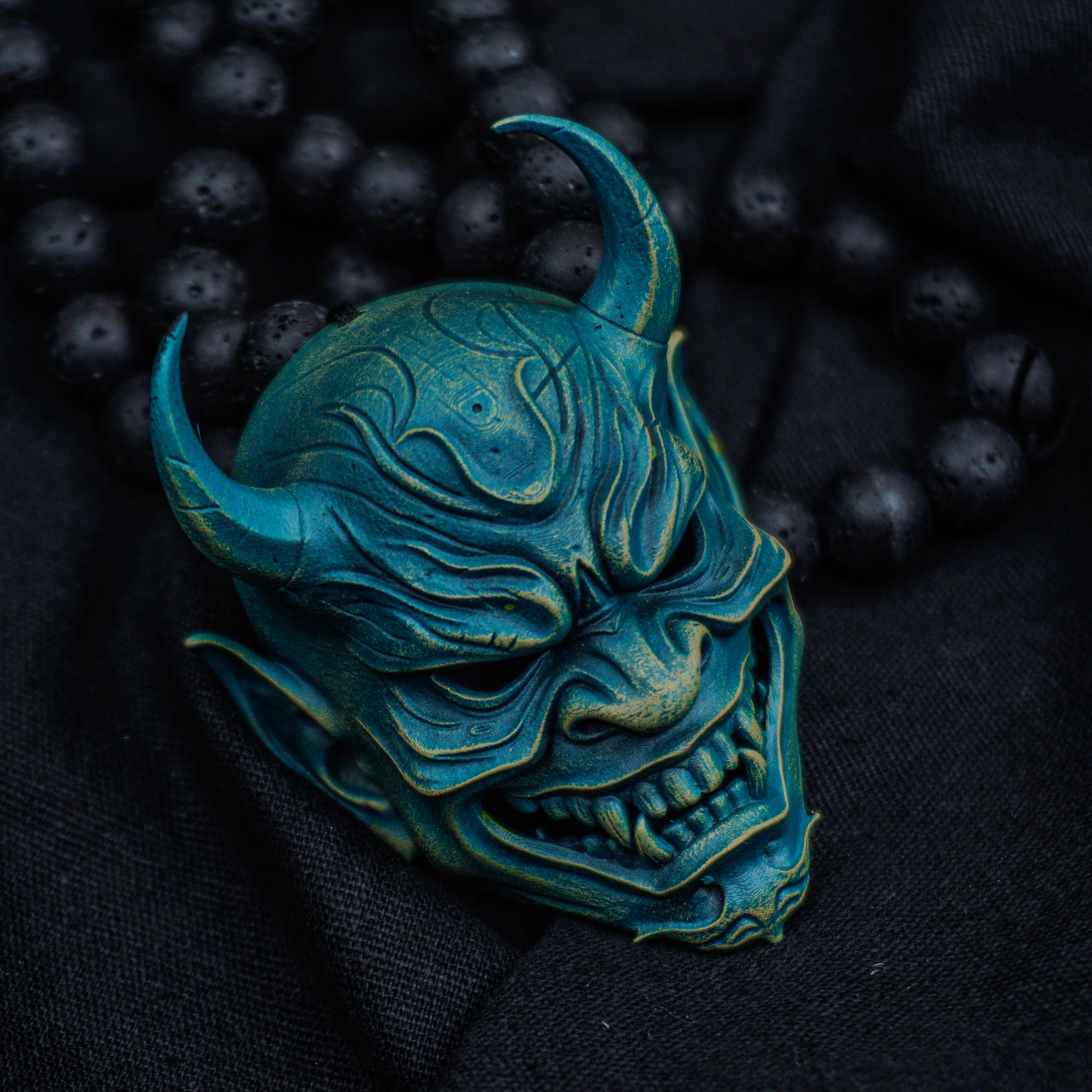 Aokiba Oni Japanese - Noh Mask Pendant Necklace