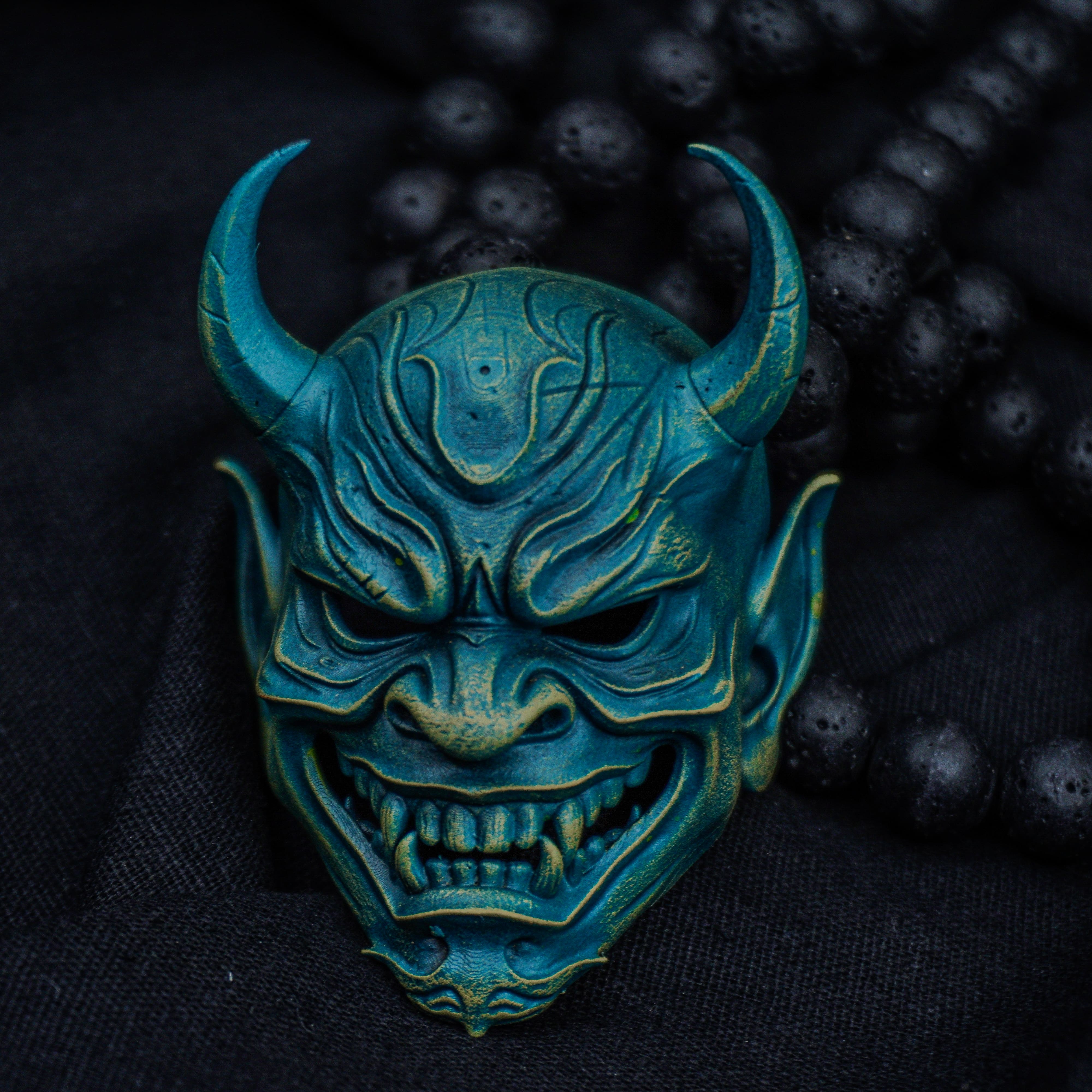 Aokiba Oni Japanese - Noh Mask Pendant Necklace