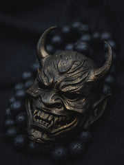 Kurogane Oni Japanese - Noh Mask Pendant Necklace