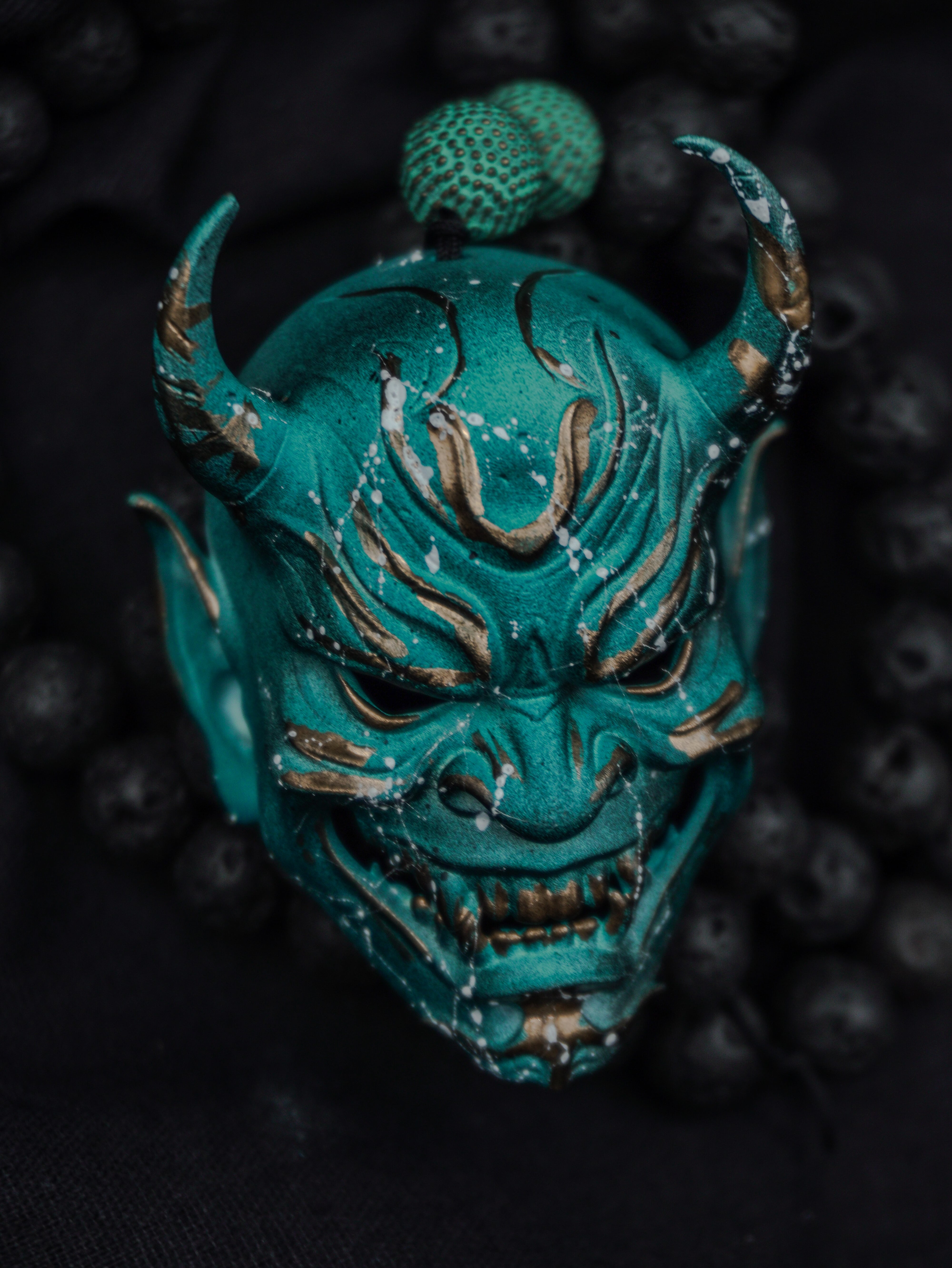 Seiryu Oni Japanese - Noh Mask Pendant Necklace