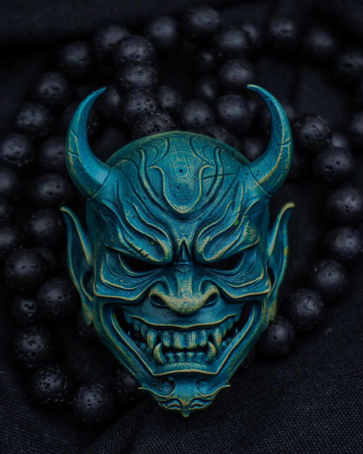 Aokiba Oni Japanese - Noh Mask Pendant Necklace